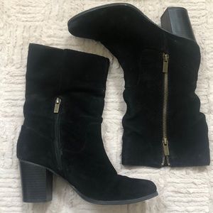 Kenneth Cole Reaction black heeled suede boots Size 9